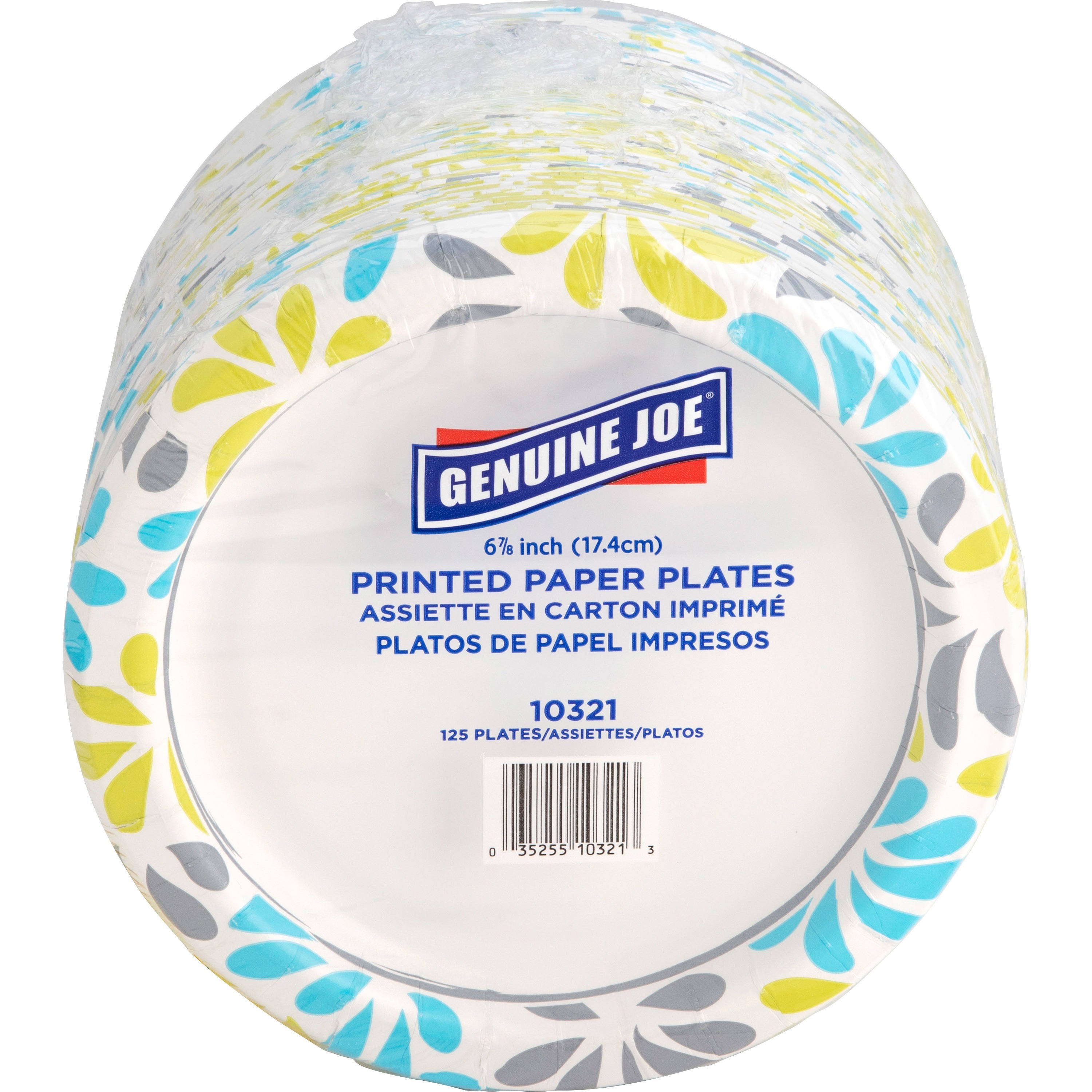 Genuine Joe Printed Paper Plates - 125 / Pack - Disposable - Assorted - 500 / Carton