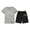 2Grey, variant on Cnuiaeg Girls' T-Shirt and Shorts Set with Bow Solid Color,Crew Neck Comfort,Color Blue,Size 6-7 Years