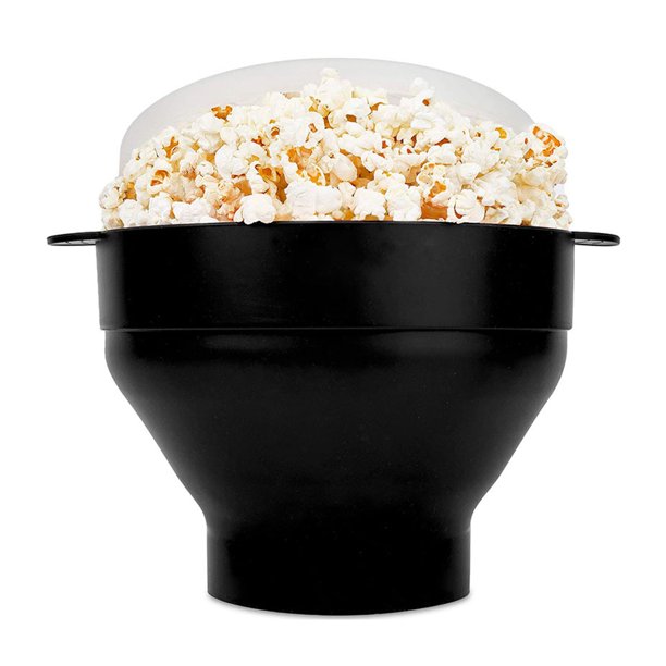 Cuencos de silicona para palomitas de maíz Cubo de palomitas de maíz plegable para microondas Utensilios de cocina (Negro) Ehuebsd Libre de BPA