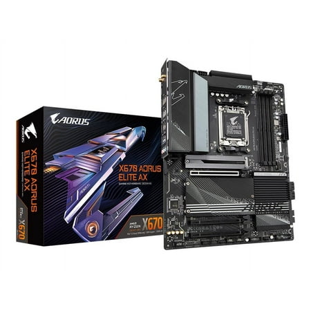UPC: 0889523033500 | GIGABYTE X670 AORUS ELITE AX AM5 LGA 1718 AMD X670 ATX Motherboard with 5-Year Warranty DDR5  Quad M.2  PCIe 5.0  USB 3.2 Gen2X2 Type-C  AMD WiFi 6E  2.5GbE LAN  Q-Flash Plus  M.2 EZ-Latch