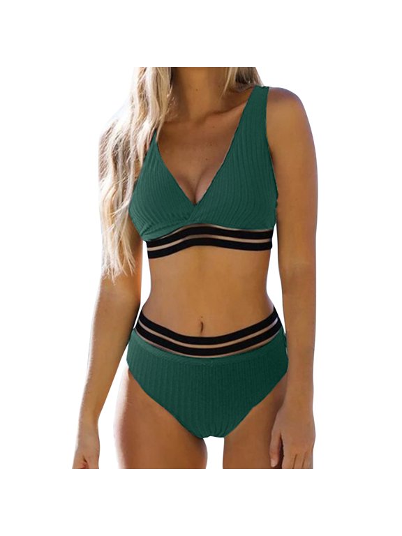 Swimsuit Women Tummy Control Women Plus Size Tankini Swimsuit Two Piece Flowy Swimdress Bathing Suits with Shorts Green,M