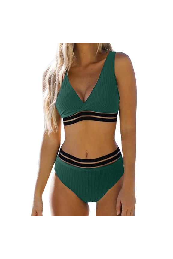 Swimsuit Women Tummy Control Women Plus Size Tankini Swimsuit Two Piece Flowy Swimdress Bathing Suits with Shorts Green,M