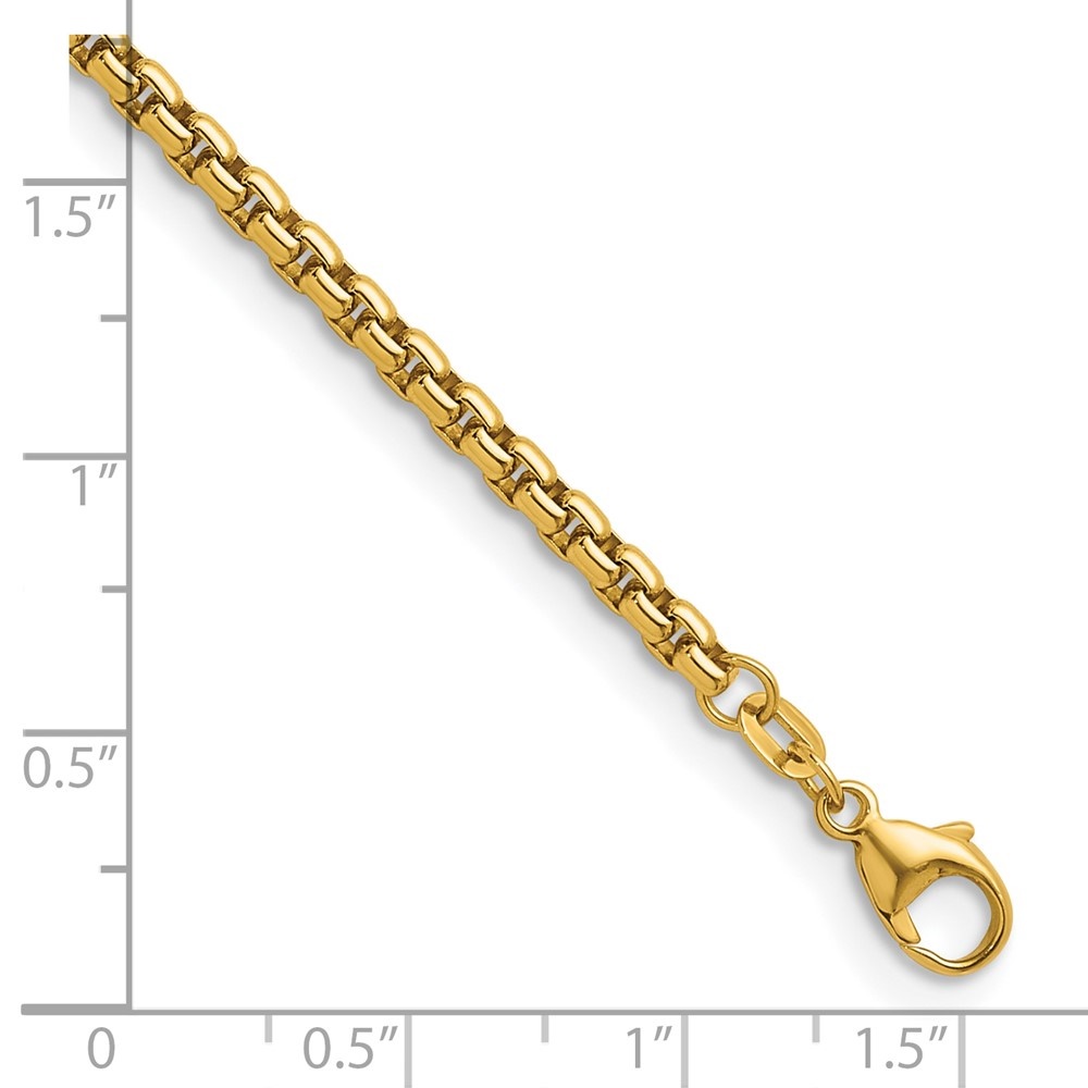 Diamond2Deal 18K Yellow Gold Polished 3.2mm Solid Round Box Chain Necklace for Women 18"