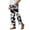 Black, variant on Boho Beach Pants for Women Casual Floral Print Elastic Waist Wide Straight Leg Loose Linen Cropped Pants with Pockets