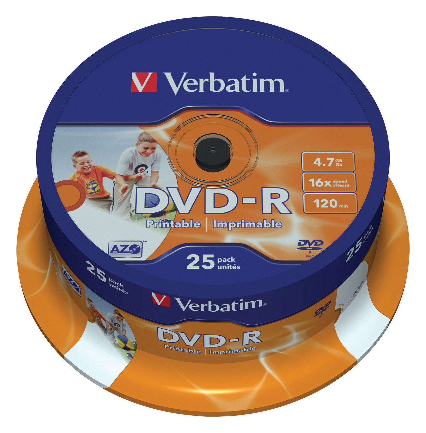 Verbatim - 25 x DVD-R - 4.7 GB 16x - wide photo printable surface - spindle