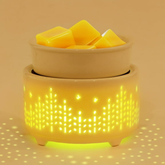 Ceramic Wax Melts Warmer–Electric Candle Wax Warmer for Scented Wax PTC Heating Wax Burner Fragrance Wax Melter with 7 Colors Light Gift & Decor (7 Colors forest)