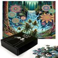thumbnail image 2 of Ambesonne Trippy Jigsaw Puzzle, Psychedelic Mandala Woods, Heirloom-Quality Fun Activity for Family Durable Cardboard, 1000 pcs, Multicolor Reseda Green, 2 of 5