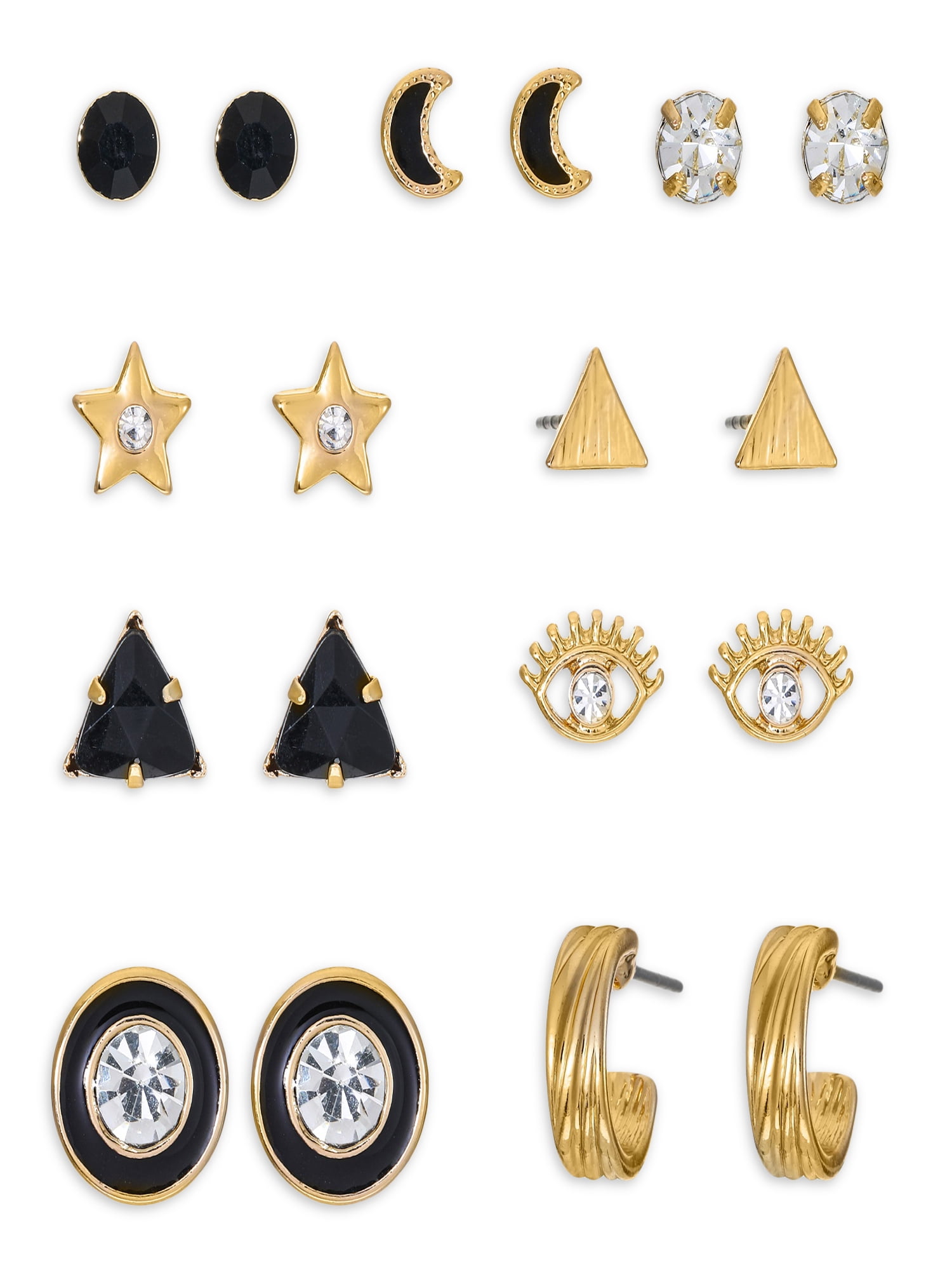 Women's Jewelry Stud Earring Collection, 9 Pairs