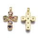 thumbnail image 2 of Brass Micro Pave Cubic Zirconia Pendants Real 16K Gold Plated Nickel free Cross Colorful 27x18.5x4mm Hole: 2.5x5mm, 2 of 3