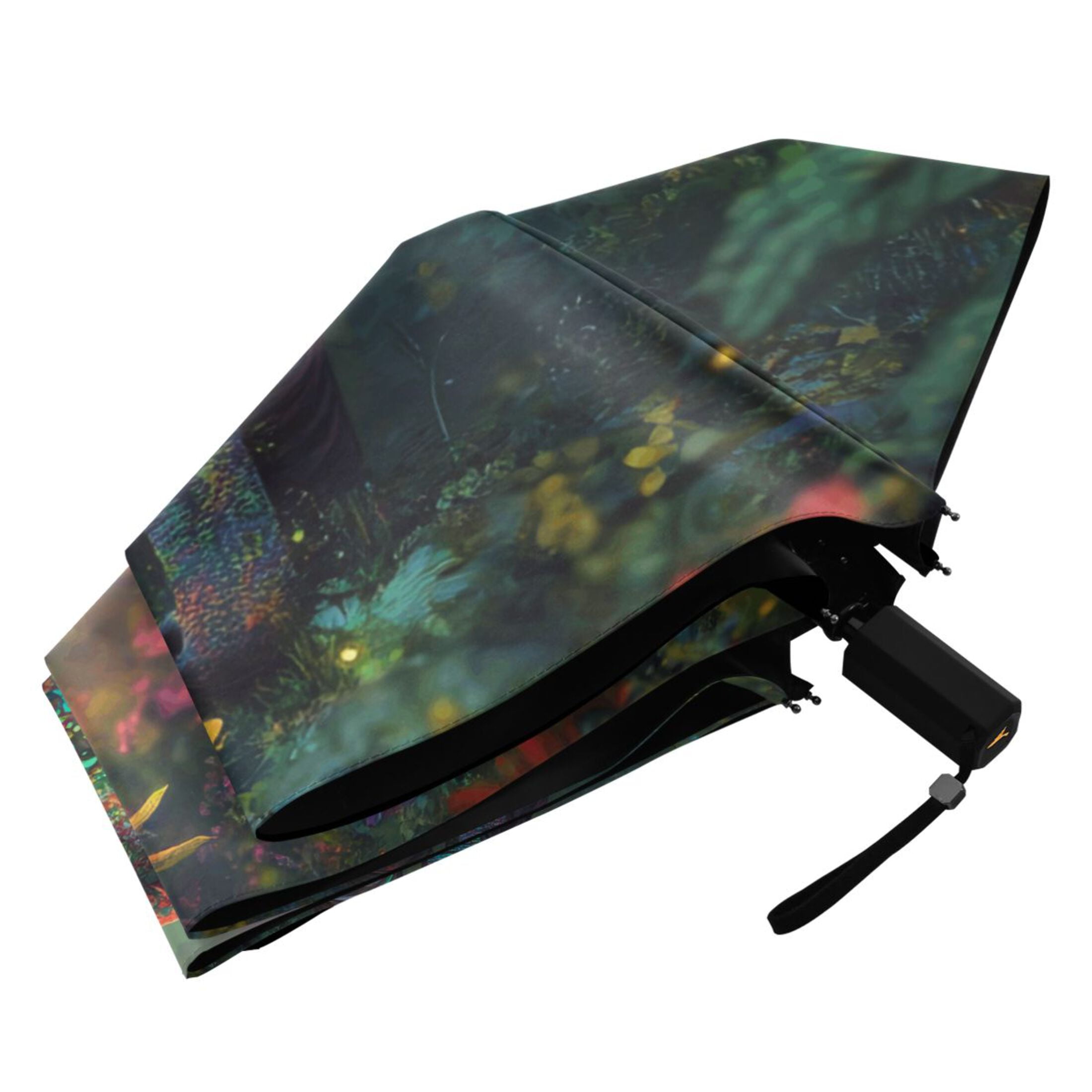 Compact Sun Umbrella Windproof Travel Umbrellas for Rain Strong Portable UV Protection Vibrant Elephant in Forest