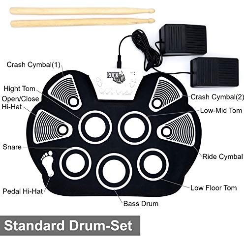 MUKIKIM Rock and Roll It — Tambor. Juego de Tambor Portátil Enrollable para Niños y Adulto Mukikim MUKIKIM