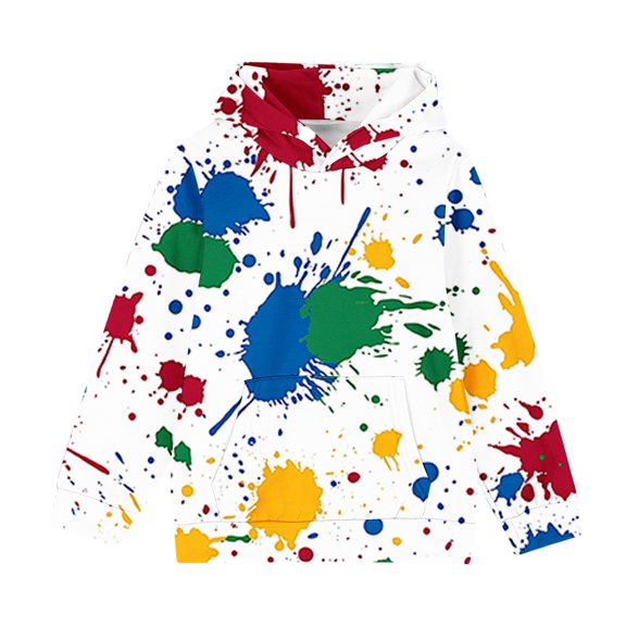 Qingpeng Casual Loose Pullover Shirt for Kids Boys Girls Print Long Sleeves Sweatshirt with Pocket