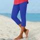 thumbnail image 2 of TaTaai Women Summer High Waist Solid Color Slim Yoga Capri Leggings Stretchy Material Ladies Workout Exercise Weekend Outdoor Wear Non-See-Through No Fading Soft Stylish Pants Gift, 2 of 7