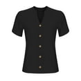 thumbnail image 4 of Xixinqiwan Women Plus Size Summer Tops,Womens Short Sleeve Cotton Blouse Button Down Shirt Collared V Neck Tops Shirts Business Blouses Dressy for Women, 4 of 6