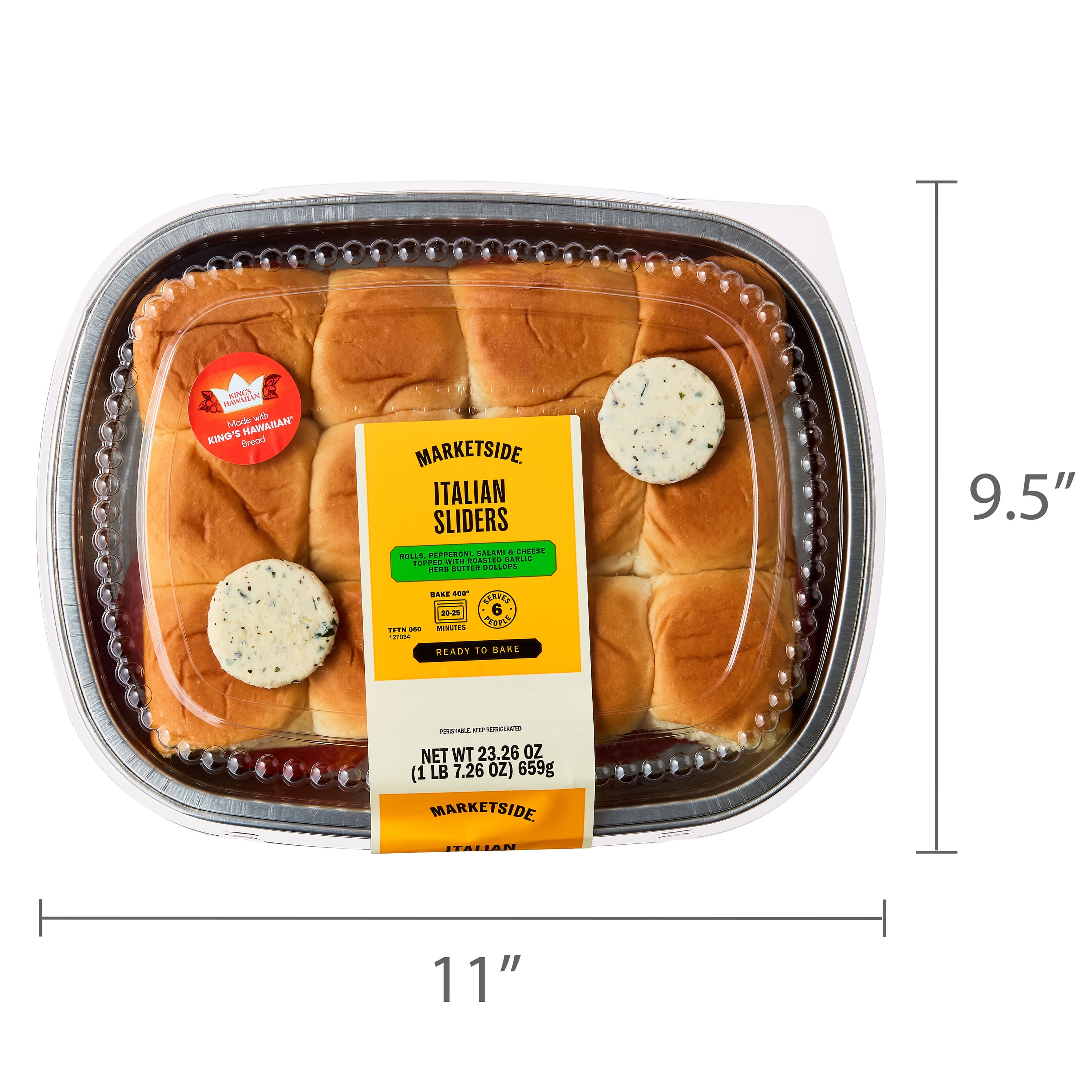 Marketside Ready to Bake Italian Sliders, 23.26 oz, 12 Count (Refrigerated)
