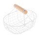 thumbnail image 3 of Cesta de frutas de malla metálica con diseño decorativo y asa de madera para escritorio. Blanco, 3 of 9