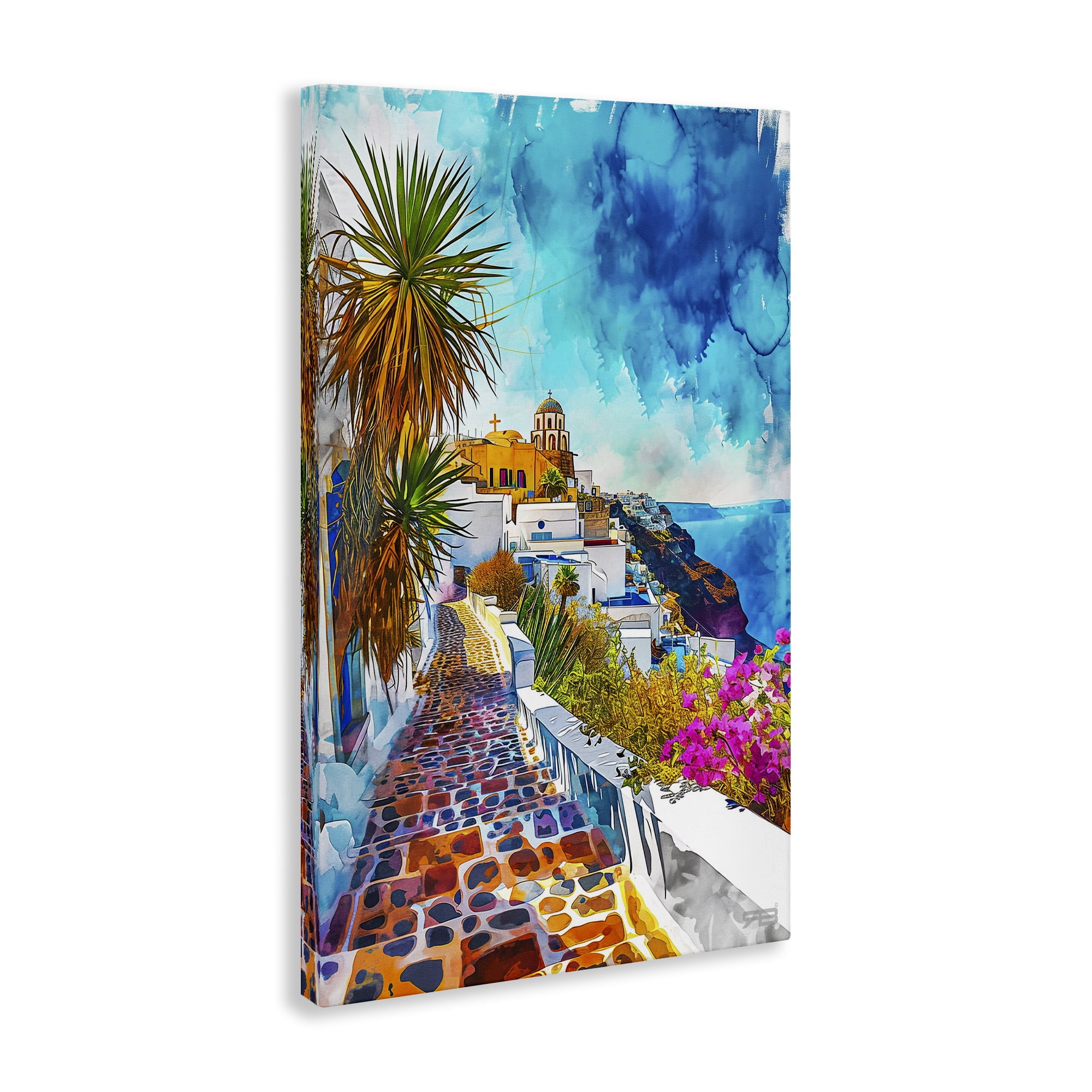 Stupell Industries Tropical Coastal Town Cities & Countries Painting Wrapped Canvas Art Print Wall Art, 24 x 36
