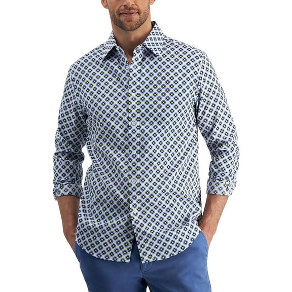 Club Room Mens Concho Cotton Print Button-Down Shirt