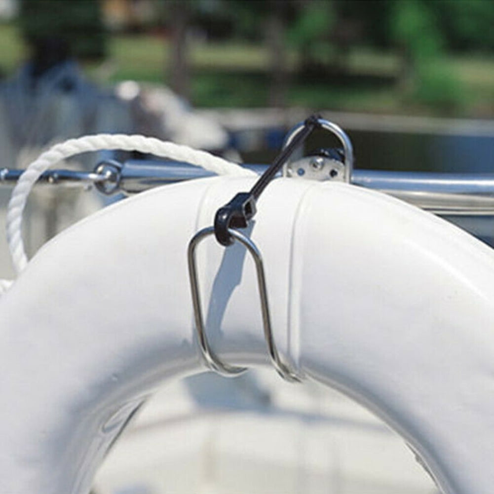 Stainless Steel Super Resistance of Corrosion and Rust Rowing Boat Yacht Lifebuoy Horseshoe Adjustable Bracket Lifebuoy Holder Silver Lifebuoy Accessories 
