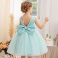 thumbnail image 4 of mgoYE Party Dress for Girls Flower Girl Dress Kids Satin Tulle Wedding Guest Party Birthday Bridesmaid Communion Pageant Prom Ball Gown Maxi(Green,3-4 Years), 4 of 5