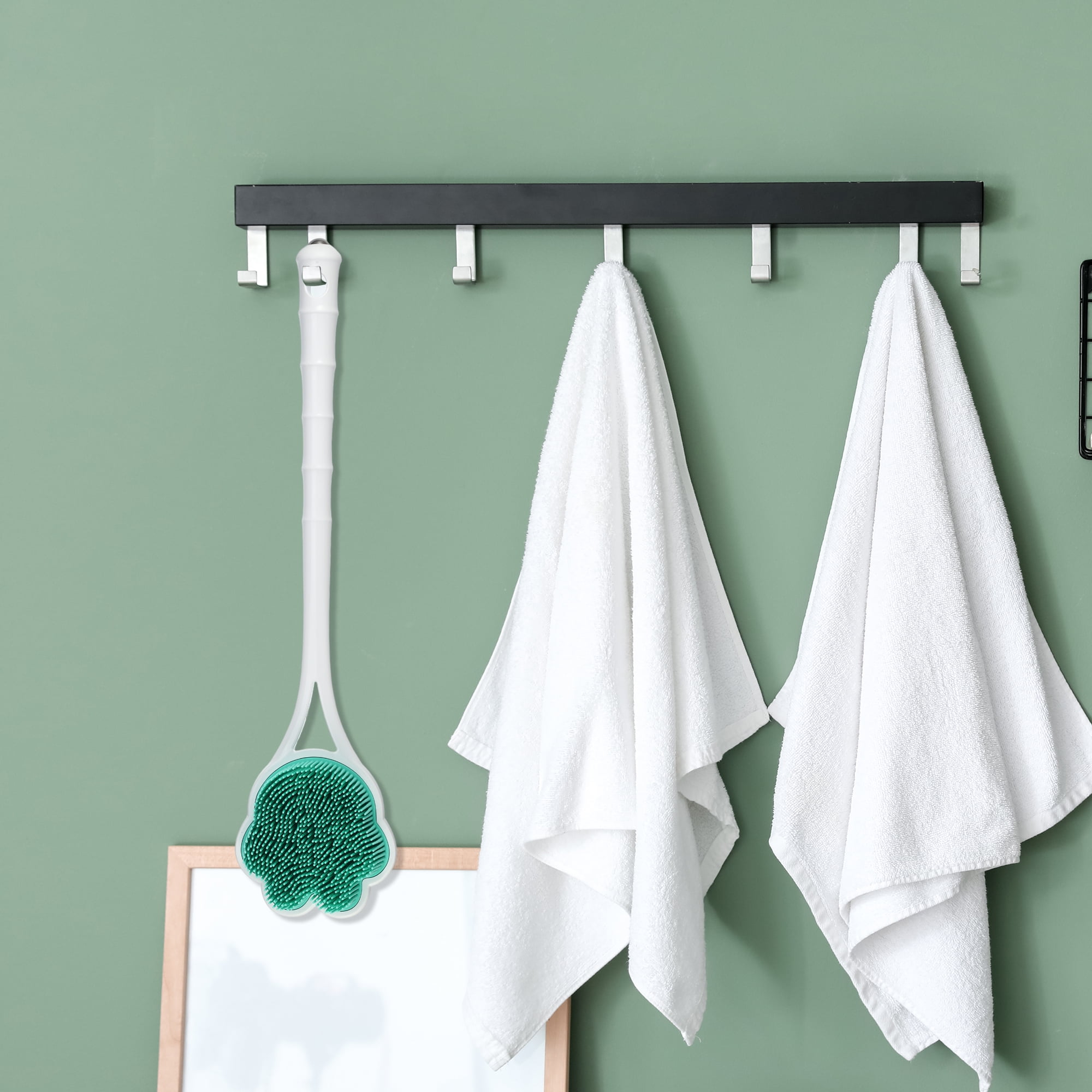 Unique Bargains Double Side Long Handle Bath Brush for Shower 15.75" 1Pc Green