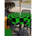 thumbnail image 5 of Outdoor Tablecloth with Umbrella Hole for Patio/Picnic/Party/Camping, Green Black Checkered Waterproof Table Cloth Square Cover Washable, Modern Abstract Art (54"x 54"), 5 of 9