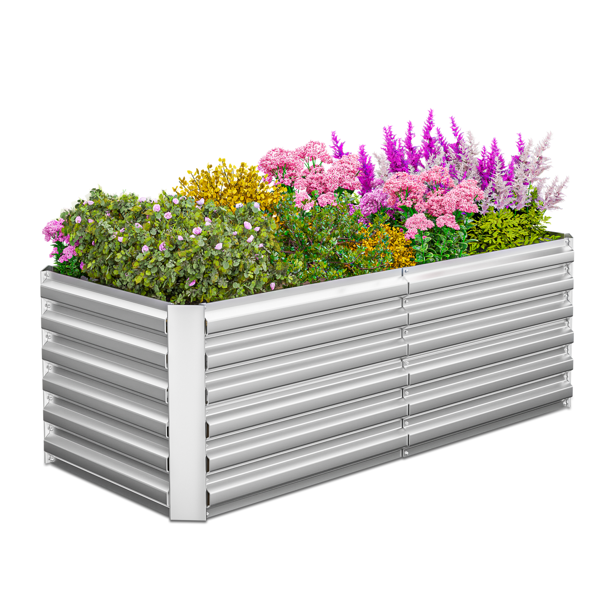 2PCS Outdoor Metal Raised Garden Bed,6x3x2ft Planter Box for Vegetables,Flowers,Herbs w/269 Gallon Capacity,Silver
