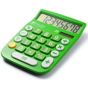 Angle View: Office+Style 8 Digit Dual Powered Desktop Calculator, LCD Display, Green