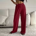 thumbnail image 2 of iHPH7 Wide Leg Pants Woman Fall Clothes Womens Fall Pants Drawstring Pants Women Gaucho Pants for Women Baggy Pants Casual Pants for Women Wine L, 2 of 5