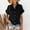 Black, variant on Women's Casual Solid V Neck Short Sleeve Loose Blouses Shirts Tops