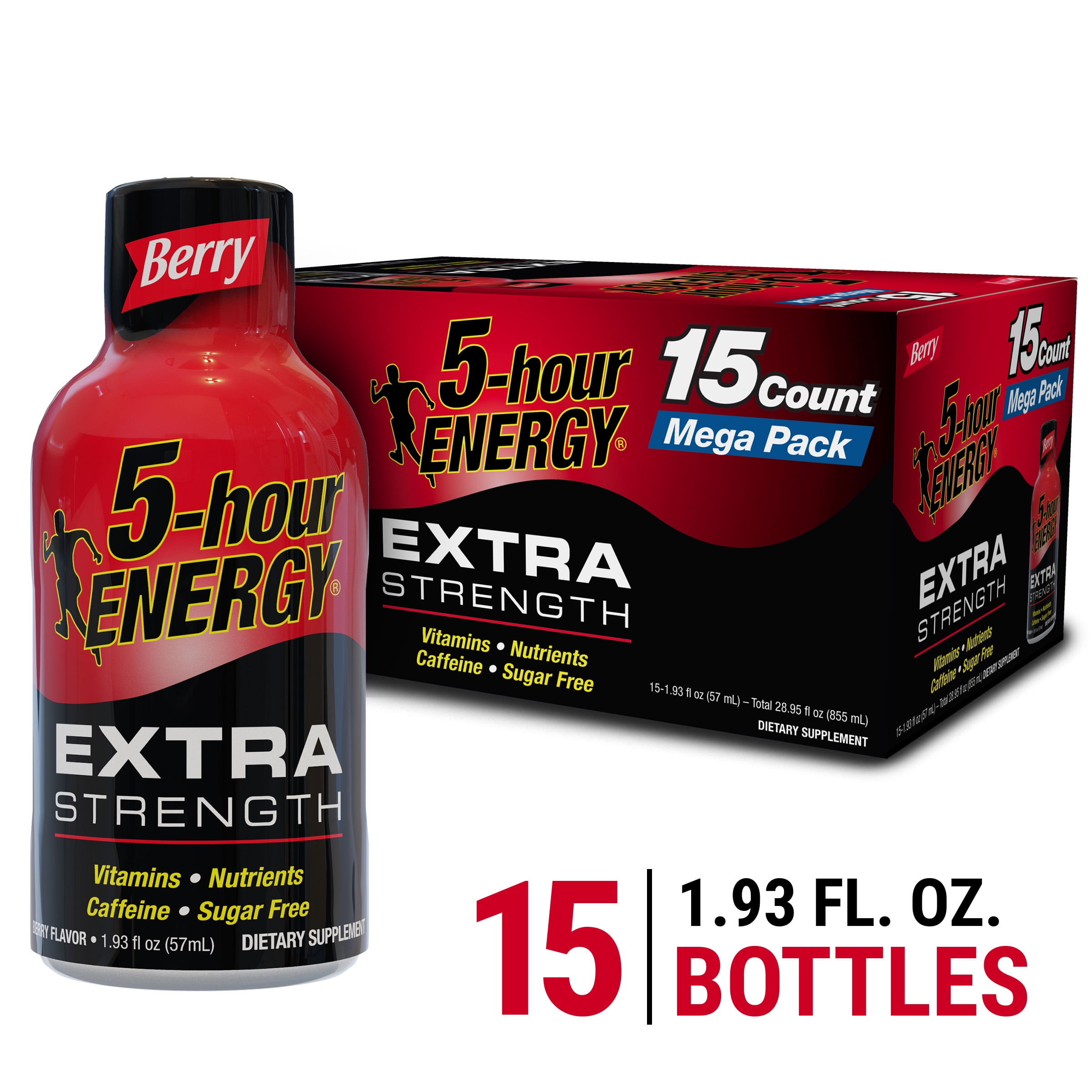 5hour ENERGY® Shot, Extra Strength, Berry, 1.93 oz, 15 Count Walmart