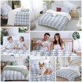thumbnail image 6 of Summer Funny Animals Full Size Comforter Set, Abstract Oceans Blue Line Fish Texture Bedding for All Seasons, 4 Pcs Bed Set, 1Quiltcover (86"x86") ,1Sheet(80"x116"), 2Pillowcases (30"x20"), 6 of 9