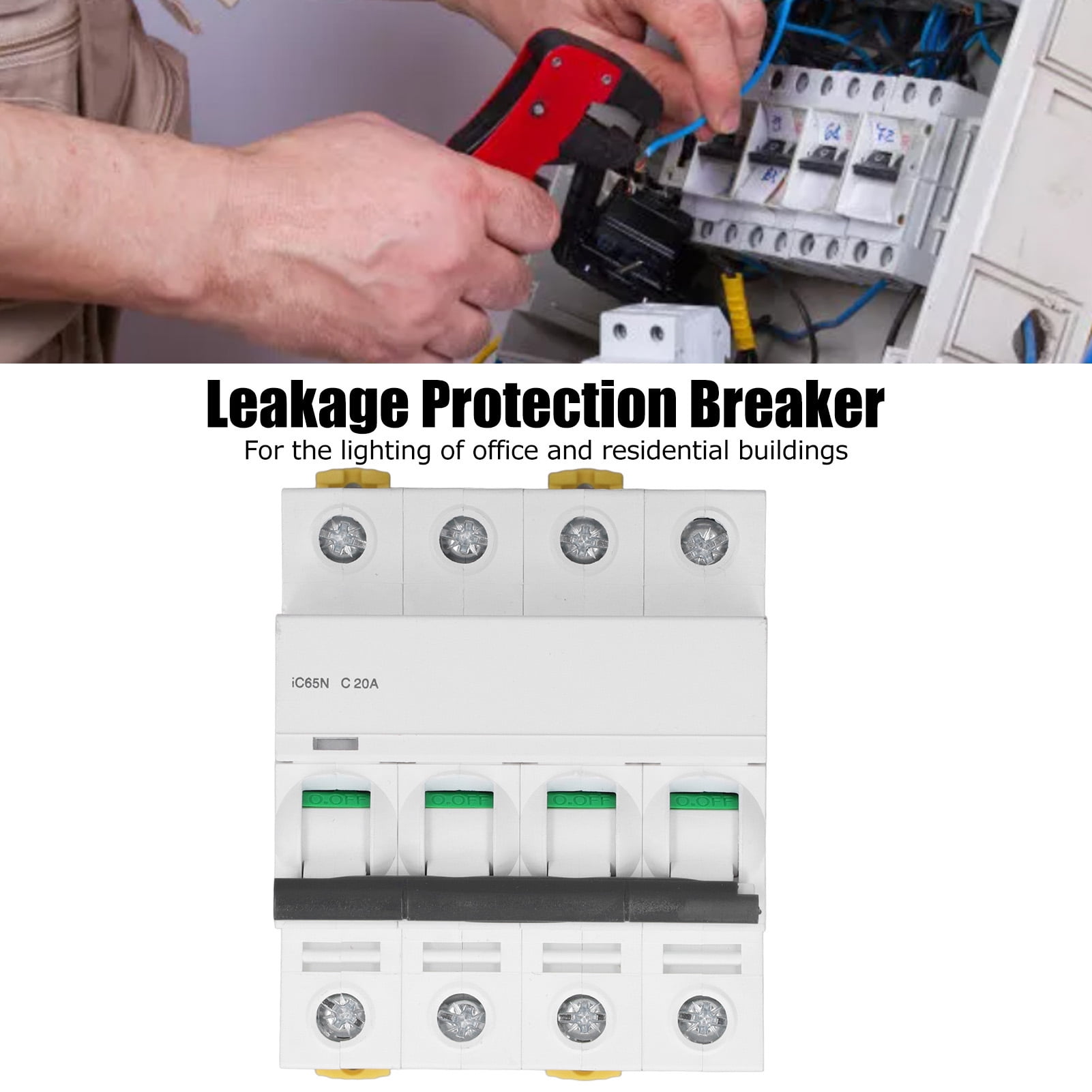 4P Miniature Circuit Breaker Pa66 DIN Rail Mount Circuits Breakers 400V Low Voltage 6000A Breaking CapacityC20A(20A)
