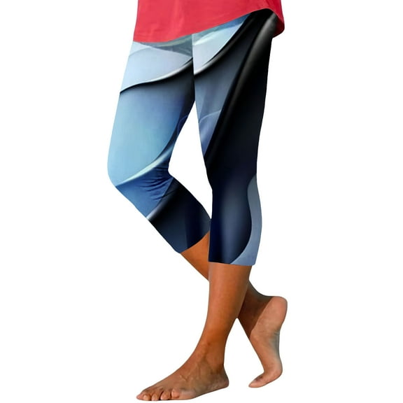 Bovemsi Yoga Pants For Women Tie Dyed Printed Leggings High Waist Cut Lightweight And Comfortable Solid Soft Sleepwear Capri Legging,L