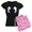 With Pink Camo Pant, variant on CafePress - 8 Bit Pixel Manga Eyes Women's Dark Pajamas - Women's Short Sleeve Print T-Shirt and Pants Dark Cotton Pajama Set