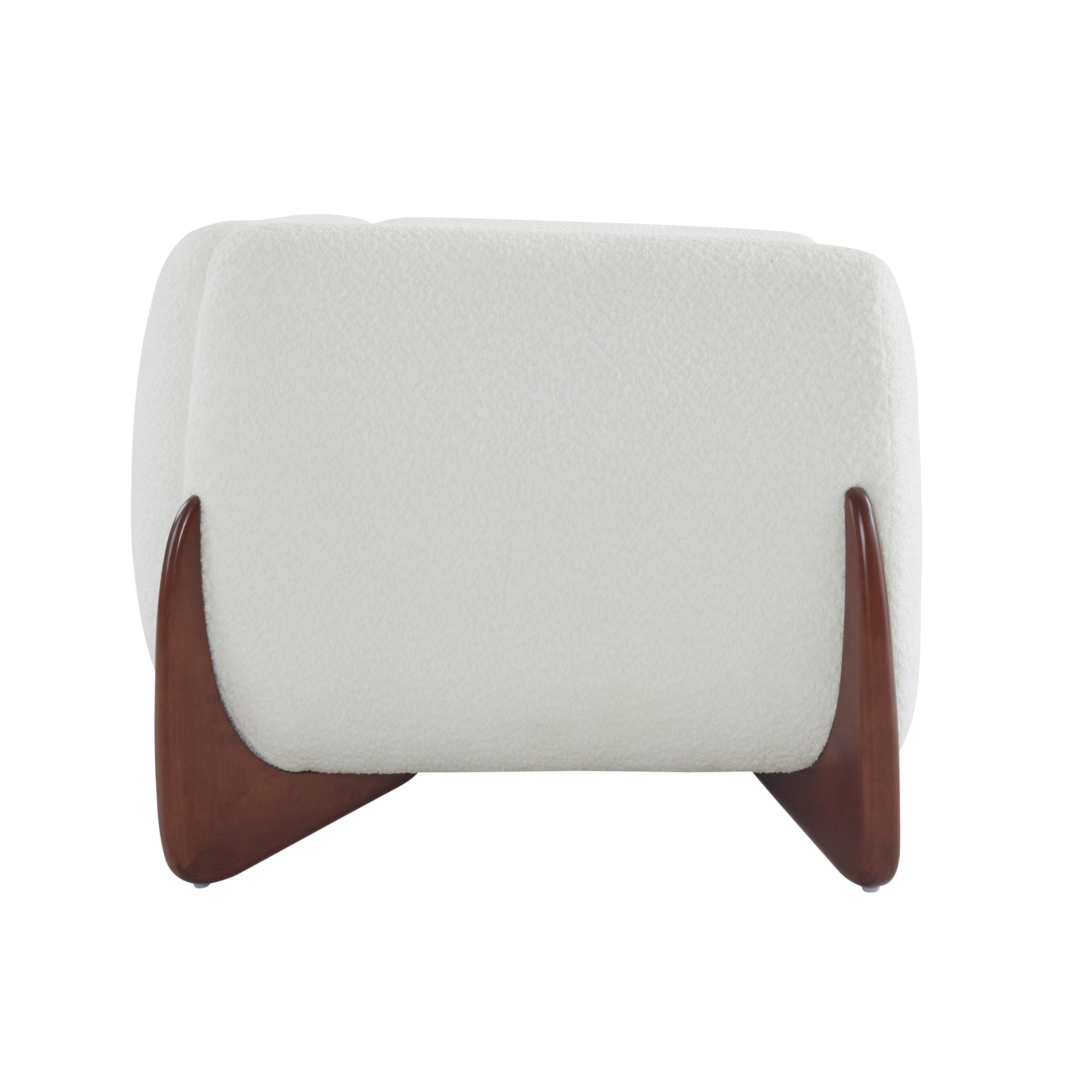 Nisant Modern Upholstered Boucle Loveseat, Birch Wood Frame, Beige + Brown