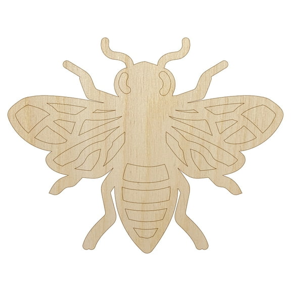 Bee Drawing Wood Shape Unfinished Piece Cutout Craft DIY Projects - 4.70 Inch Size - 1/8 Inch Thick