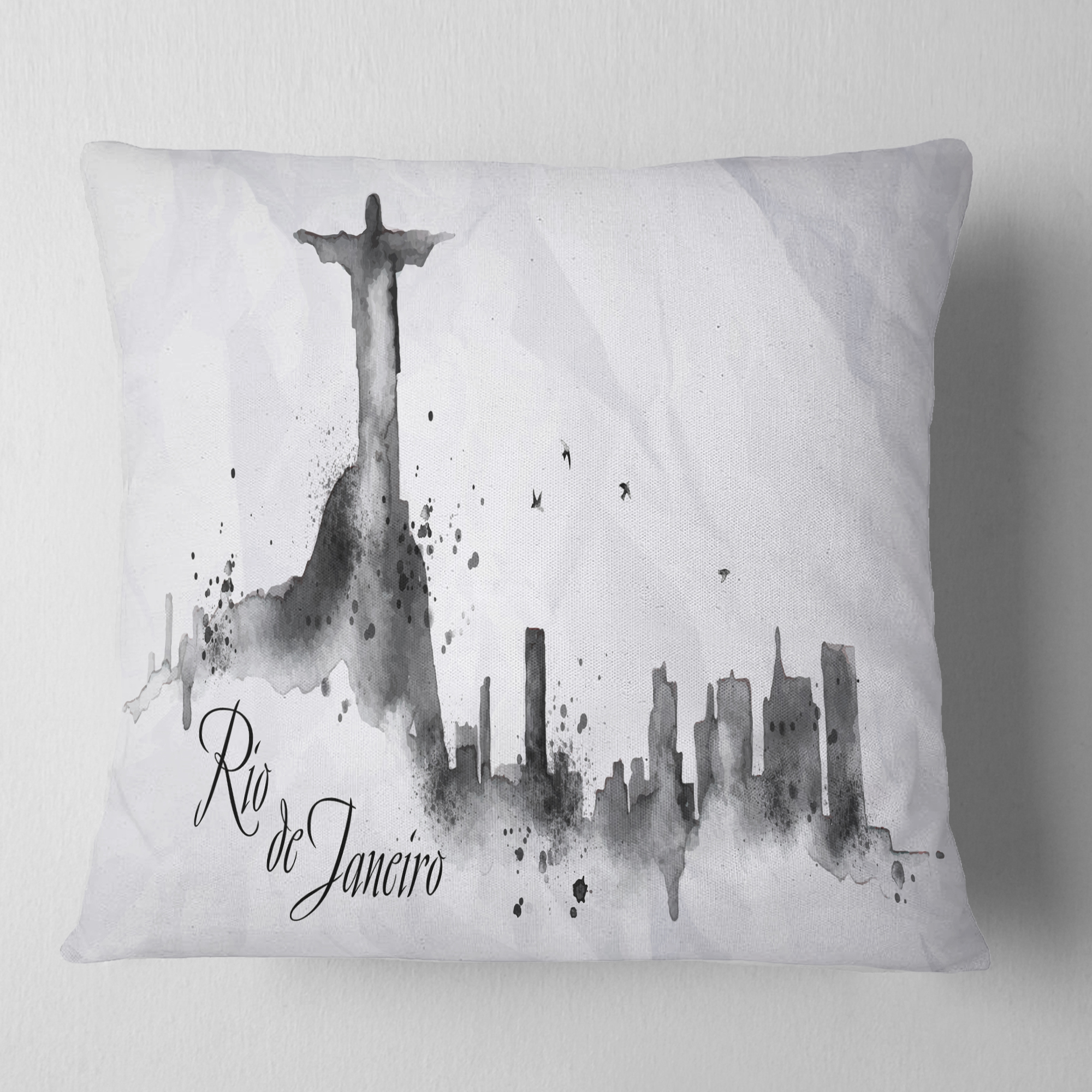 Designart Rio de Janeiro Silhouette - Cityscape Painting Throw Pillow - 18x18