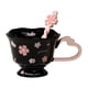 thumbnail image 5 of Taza de cerámica estética para café, capuchino, leche, cacao, té, chocolate caliente. Negro, 5 of 9