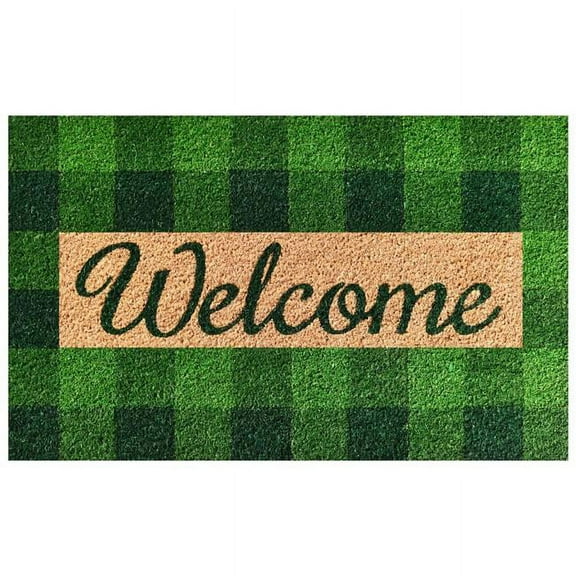 Calloway Mills 106311729 17 x 29 in. Pretty in Plaid Rectangular Doormat, Green & Natural