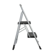 Cosco 2-step Big Step, Steel Step Stool With Rubber Hand Grip, 8 Ft. 2 In Max Reach, Ansi Type 3, 200 Lb. Weight Capacity (silver/black)