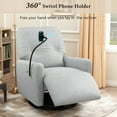 thumbnail image 3 of Harper & Bright Designs 270 Degree Swivel Electric Recliner Home Theater Seating Single Reclining Sofa Rocking Motion Recliner with a Phone Holder for Living Room, Grey, 3 of 9
