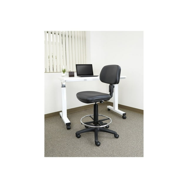 Office Star Chaise de Dessin Pneumatique à Siège et Dossier en Vinyle Sculpté avec Anneau Repose-Pieds Chromé Ajustable, Noir