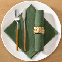 Olive Green Cotton Linen Napkins Rustic Washable Cloth Napkins Set of 6 17"x17" Soft Reusable Stonewashed Dinner Napkins Cloth for Wedding Baby Shower Family Party Events Decor