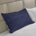 thumbnail image 2 of Indigo Knitted Quilt Pillowcover, Victorian Vintage Royal Times Inspired Floral Leaves Swirls Image Artprint, Standard King Size Pillow Cover for Bedroom, 30" x 20", Dark Blue, by Ambesonne, 2 of 2