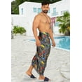 thumbnail image 3 of LA LEELA Men's Swim Trunk Beachwear Sarong Pareo Wrap One Size Coal, Cockatoo Summer Vacation Party, 3 of 5