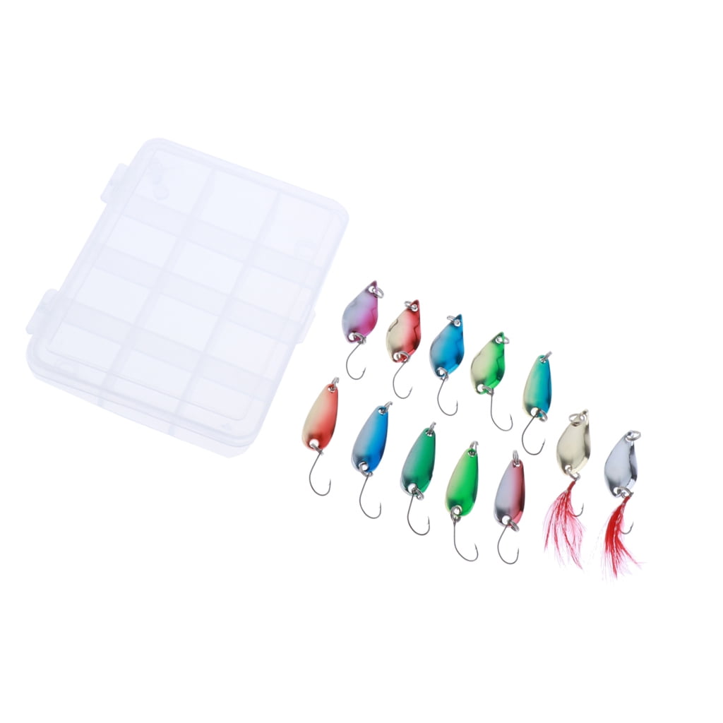 12pcs Fishing Mini Trout Spoon Set Trout Spoons Kit 2.5g Mini Fishing Spinners Kit For Trout Colorful Metal Lures for Pike Single Hook Spinner Baits For Pike for Pike Bass Char And Perch Spin Fishing