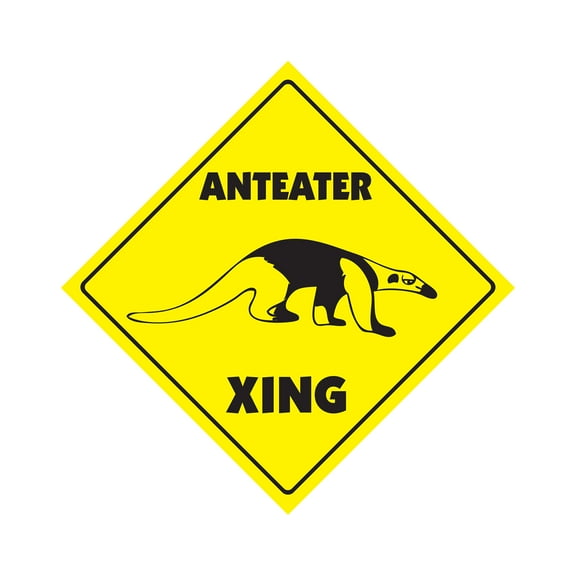 Anteater Crossing Sign Zone Xing | Indoor/Outdoor | 12" Tall red black hill mound ant eater