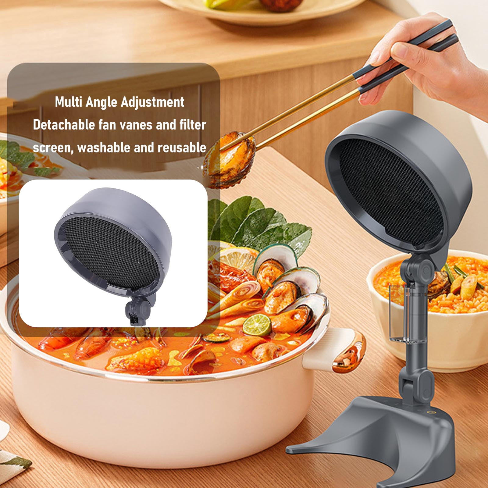 Nieyigj Portable Range Hood for Cooking, 3-Speed Desktop Kitchen Exhaust Fan, 11.2 inches High Folding Desktop Cooker Hood for Indoor BBQ, Hot Pot, RV, and Small Apartments (16.1x12.5x28.5cm)