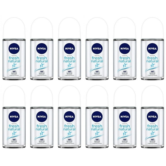 NIVEA WOMEN'S DEODORANT ROLL-ON Fresh Natural -Pack of 12
